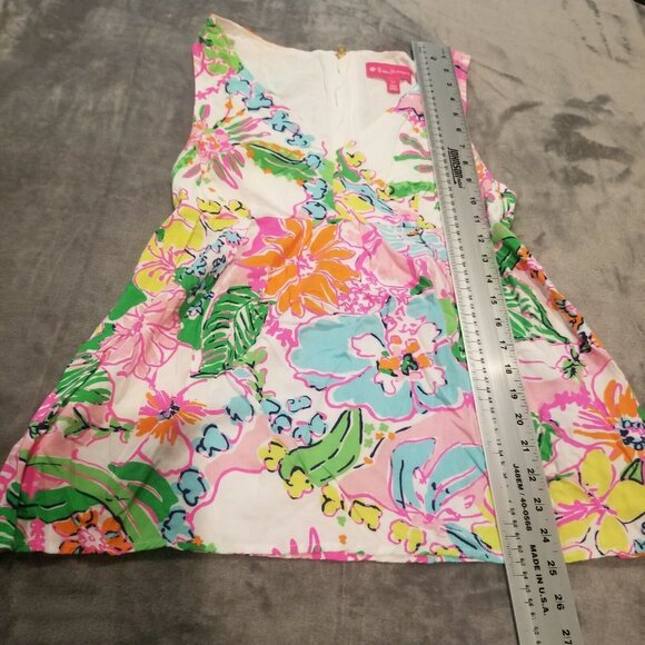 Lilly Pulitzer Target Women's Small V-Neck Floral Tank Top Nosey Posie Zip Back - Picture 7 of 7